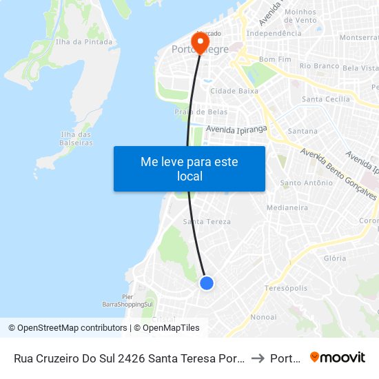 Rua Cruzeiro Do Sul 2426 Santa Teresa Porto Alegre - Rio Grande Do Sul 90840 Brasil to Porto Alegre map
