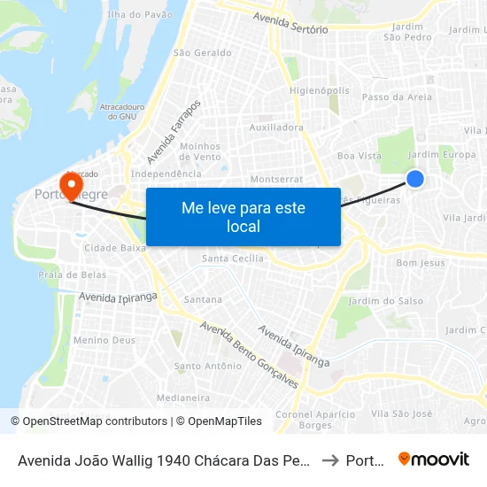 Avenida João Wallig 1940 Chácara Das Pedras Porto Alegre - Rs 91340-001 Brasil to Porto Alegre map