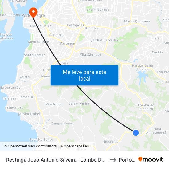 Restinga Joao Antonio Silveira - Lomba Do Pinheiro Porto Alegre - Rs Brasil to Porto Alegre map