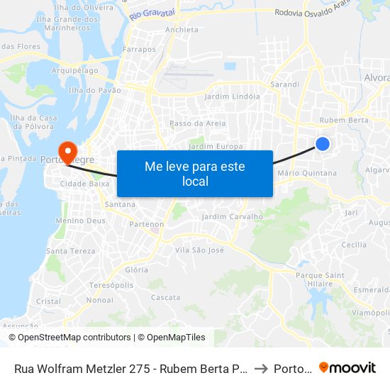 Rua Wolfram Metzler 275 - Rubem Berta Porto Alegre - Rs 91250-320 Brasil to Porto Alegre map