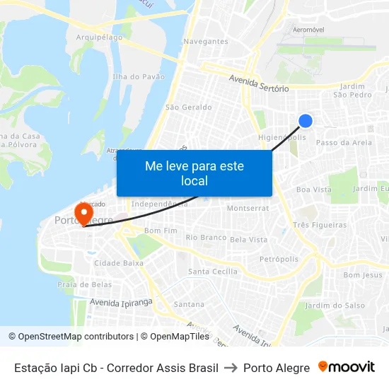 Estação Iapi Cb - Corredor Assis Brasil to Porto Alegre map