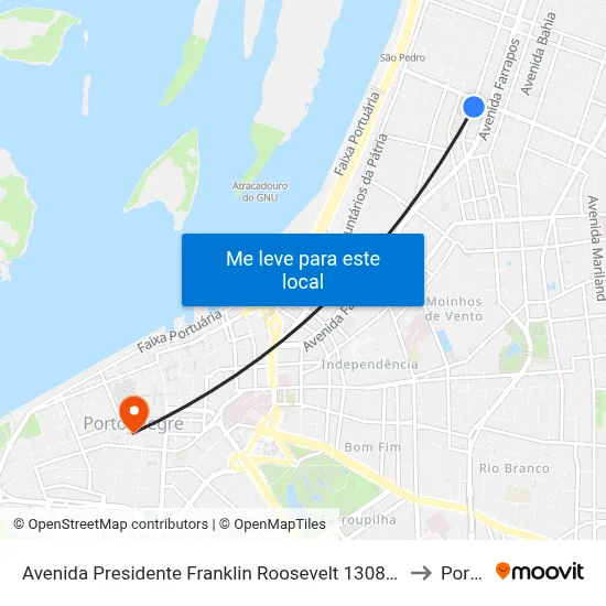 Avenida Presidente Franklin Roosevelt 1308 São Geraldo Porto Alegre - Rio Grande Do Sul 90230 Brasil to Porto Alegre map
