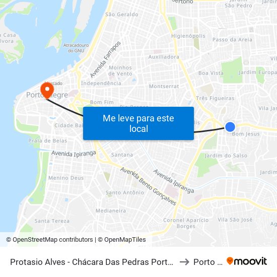 Protasio Alves - Chácara Das Pedras Porto Alegre - Rs 90470-430 Brasil to Porto Alegre map