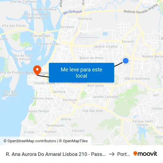 R. Ana Aurora Do Amaral Lisboa 210 - Passo Das Pedras Porto Alegre - Rs 91230-000 Brasil to Porto Alegre map