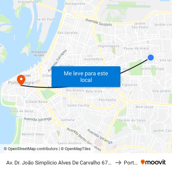 Av. Dr. João Simplício Alves De Carvalho 676 - Vila Ipiranga Porto Alegre - Rs 91360-260 Brasil to Porto Alegre map