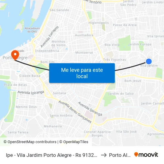 Ipe - Vila Jardim Porto Alegre - Rs 91320-140 Brasil to Porto Alegre map
