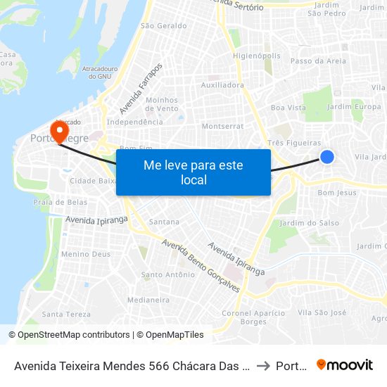 Avenida Teixeira Mendes 566 Chácara Das Pedras Porto Alegre - Rs 91330-390 Brasil to Porto Alegre map