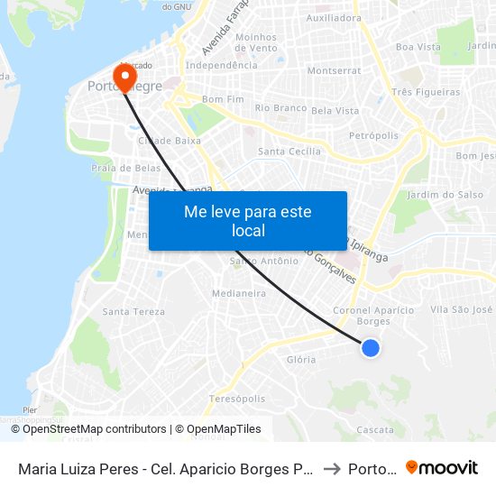 Maria Luiza Peres - Cel. Aparicio Borges Porto Alegre - Rs 91710-132 Brasil to Porto Alegre map