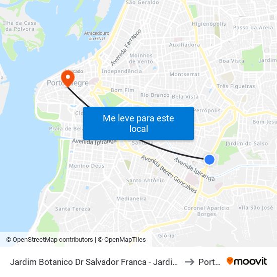 Jardim Botanico Dr Salvador Franca - Jardim Botânico Porto Alegre - Rs 90450-190 Brasil to Porto Alegre map