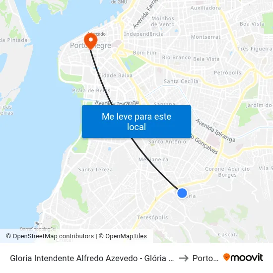 Gloria Intendente Alfredo Azevedo - Glória Porto Alegre - Rs 90660-070 Brasil to Porto Alegre map