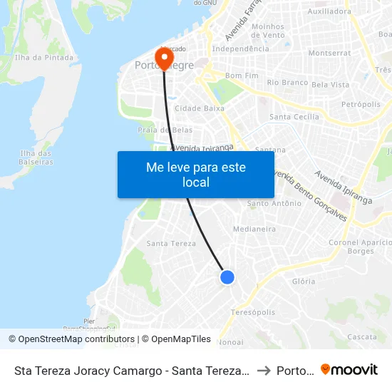 Sta Tereza Joracy Camargo - Santa Tereza Porto Alegre - Rs 90840-520 Brasil to Porto Alegre map