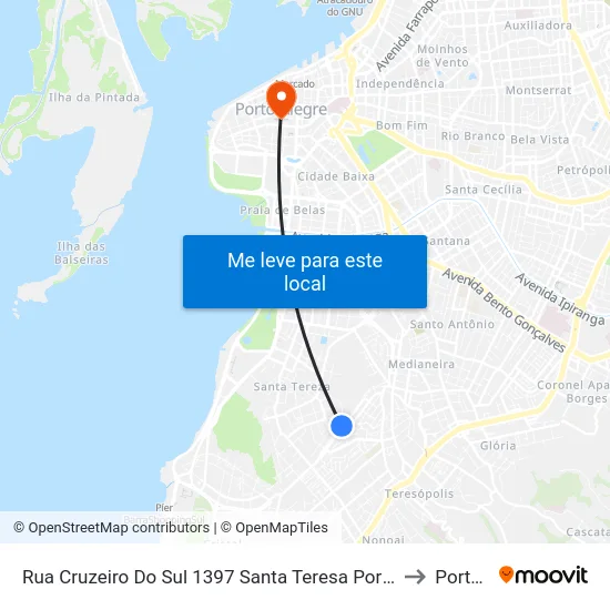 Rua Cruzeiro Do Sul 1397 Santa Teresa Porto Alegre - Rio Grande Do Sul 90843 Brasil to Porto Alegre map