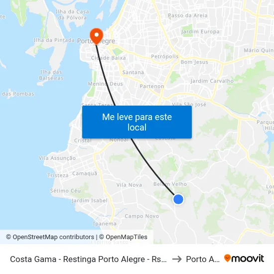 Costa Gama - Restinga Porto Alegre - Rs 91787-311 Brasil to Porto Alegre map