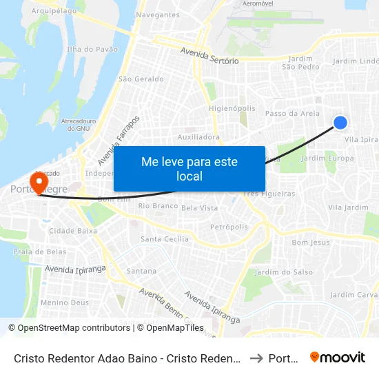 Cristo Redentor Adao Baino - Cristo Redentor Porto Alegre - Rs 91350-030 Brasil to Porto Alegre map