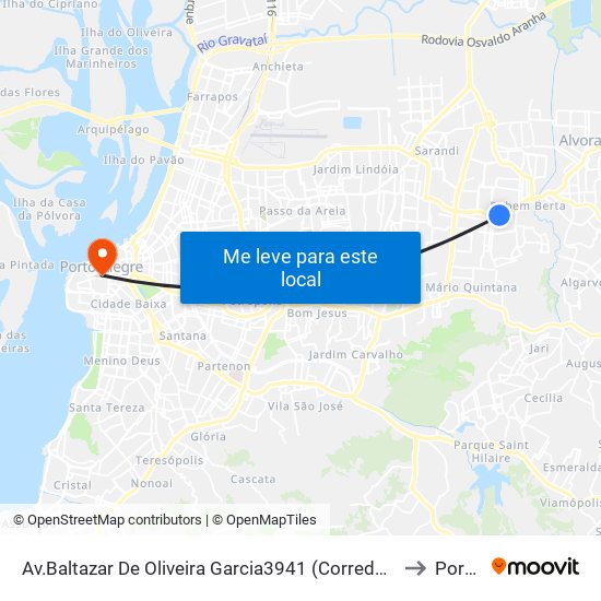 Av.Baltazar De Oliveira Garcia3941 (Corredor Cb) - Rubem Berta Porto Alegre - Rs 91160-000 Brasil to Porto Alegre map