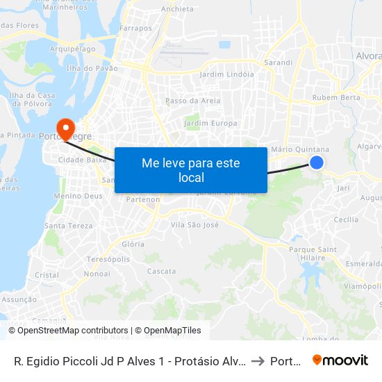 R. Egidio Piccoli Jd P Alves 1 - Protásio Alves Porto Alegre - Rs 91263-200 Brasil to Porto Alegre map