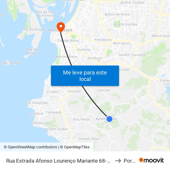 Rua Estrada Afonso Lourenço Mariante 68-134 - Lomba Do Pinheiro Porto Alegre - Rs 91787-260 Brasil to Porto Alegre map