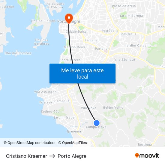 Cristiano Kraemer to Porto Alegre map