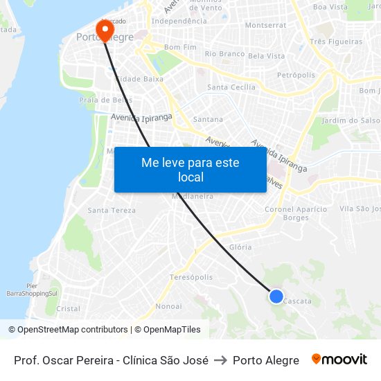 Prof. Oscar Pereira - Clínica São José to Porto Alegre map