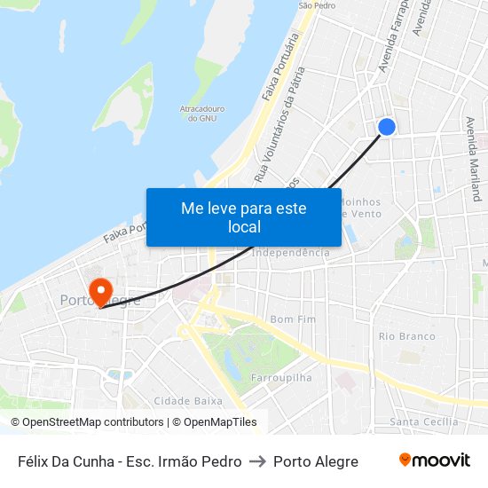 Félix Da Cunha - Esc. Irmão Pedro to Porto Alegre map