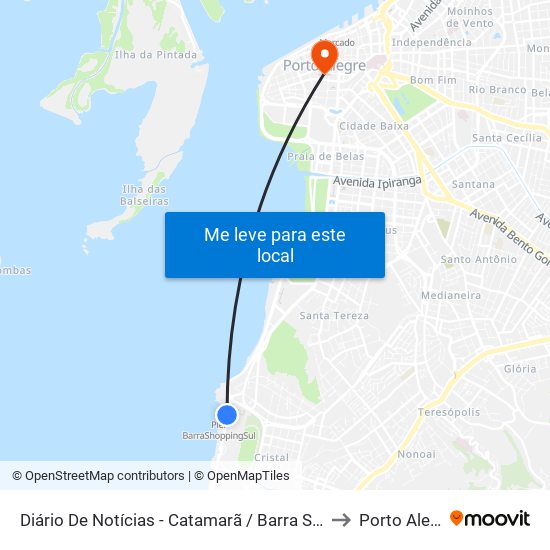 Diário De Notícias - Catamarã / Barra Shopping to Porto Alegre map