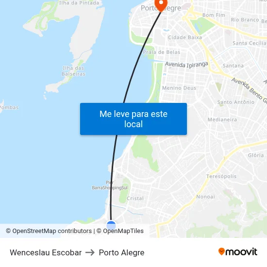Wenceslau Escobar to Porto Alegre map