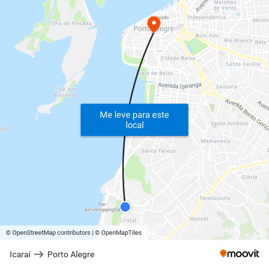 Icaraí to Porto Alegre map