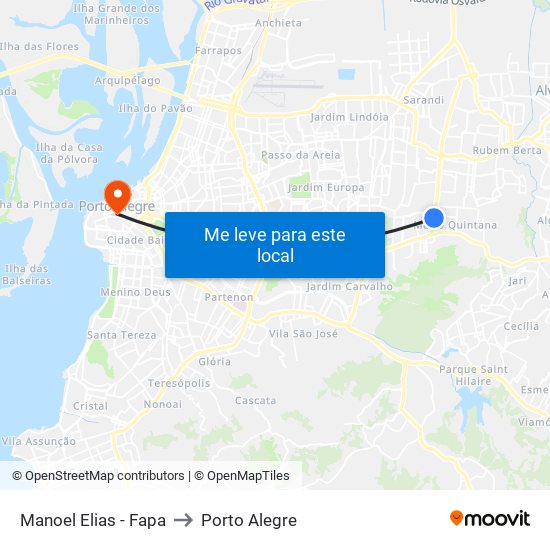 Manoel Elias - Fapa to Porto Alegre map