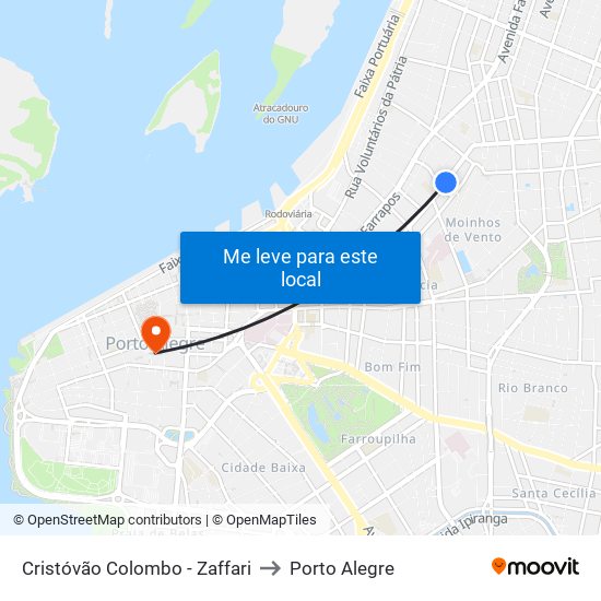 Cristóvão Colombo - Zaffari to Porto Alegre map