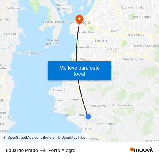 Eduardo Prado to Porto Alegre map