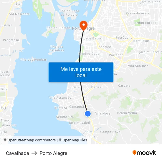 Cavalhada to Porto Alegre map