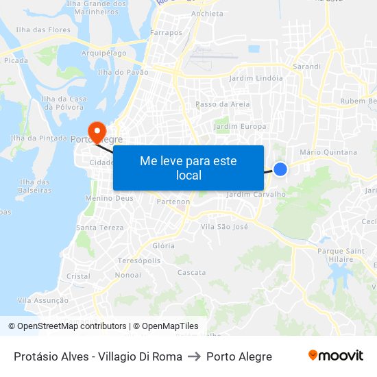 Protásio Alves - Villagio Di Roma to Porto Alegre map