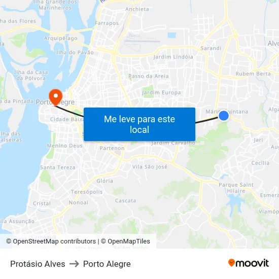 Protásio Alves to Porto Alegre map