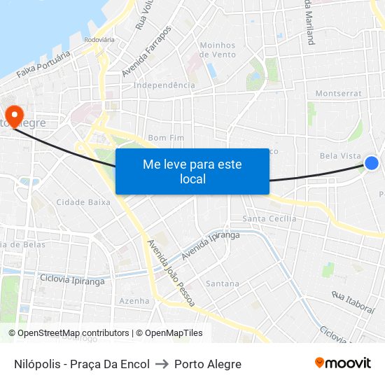 Nilópolis - Praça Da Encol to Porto Alegre map