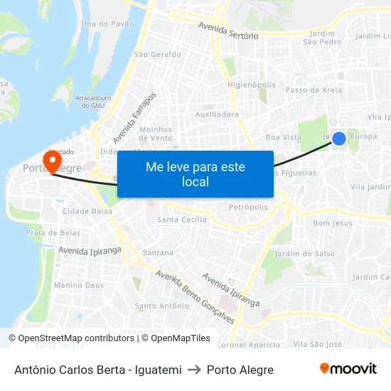 Antônio Carlos Berta - Iguatemi to Porto Alegre map