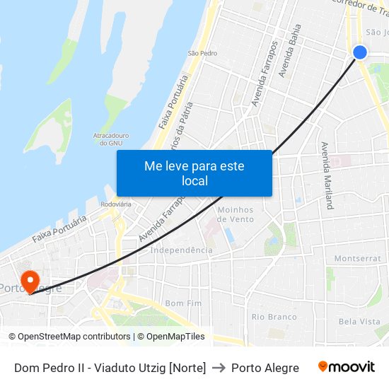 Dom Pedro II - Viaduto Utzig [Norte] to Porto Alegre map