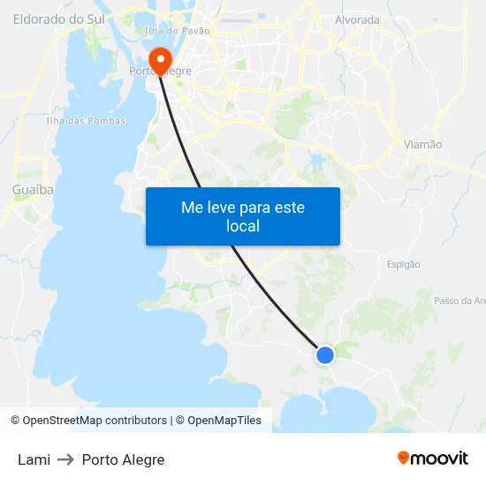 Lami to Porto Alegre map