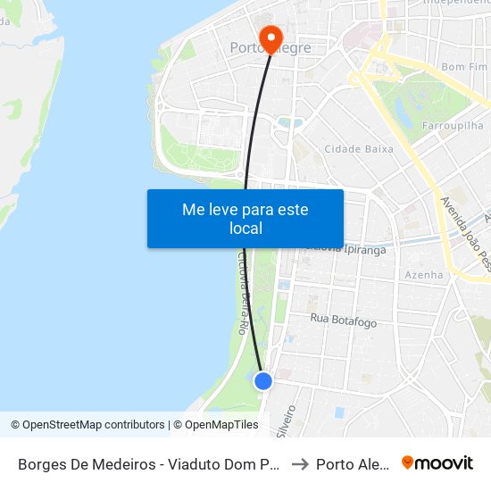 Borges De Medeiros - Viaduto Dom Pedro I to Porto Alegre map