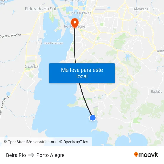 Beira Rio to Porto Alegre map