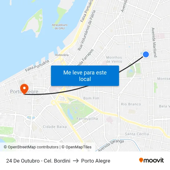 24 De Outubro - Cel. Bordini to Porto Alegre map