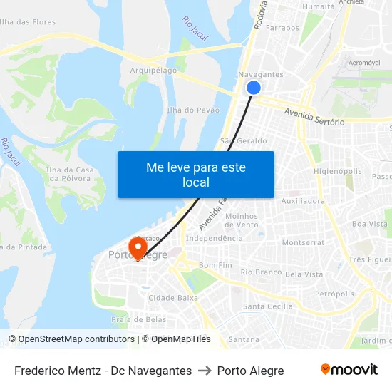 Frederico Mentz - Dc Navegantes to Porto Alegre map