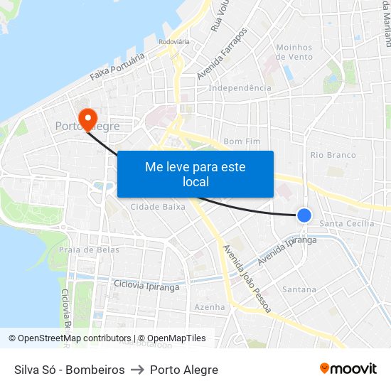 Silva Só - Bombeiros to Porto Alegre map