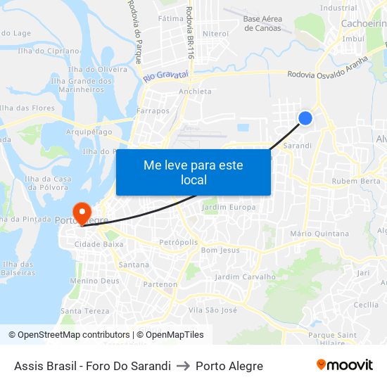 Assis Brasil - Foro Do Sarandi to Porto Alegre map