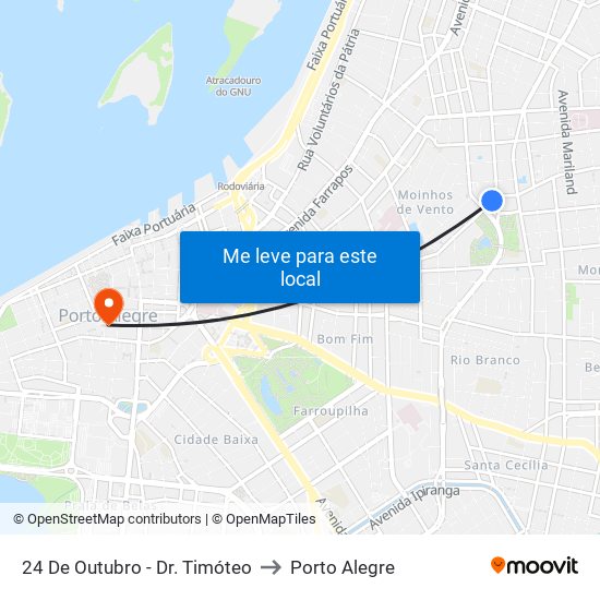 24 De Outubro - Dr. Timóteo to Porto Alegre map