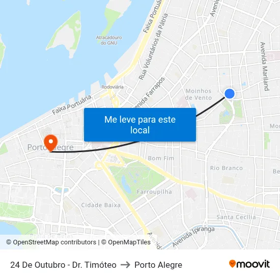 24 De Outubro - Dr. Timóteo to Porto Alegre map
