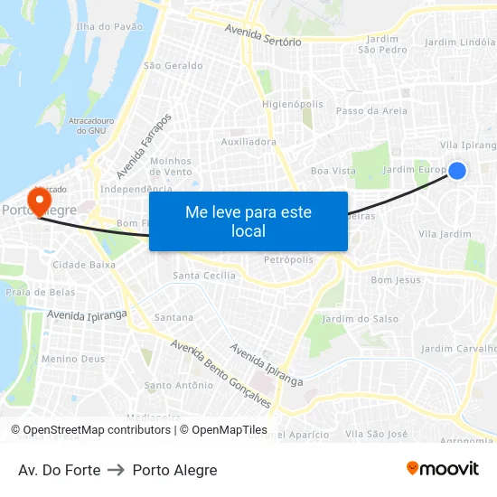 Av. Do Forte to Porto Alegre map