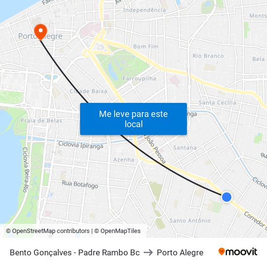 Bento Gonçalves - Padre Rambo Bc to Porto Alegre map