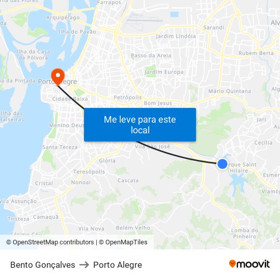 Bento Gonçalves to Porto Alegre map