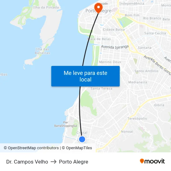 Dr. Campos Velho to Porto Alegre map