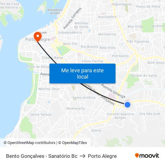 Bento Gonçalves - Sanatório Bc to Porto Alegre map